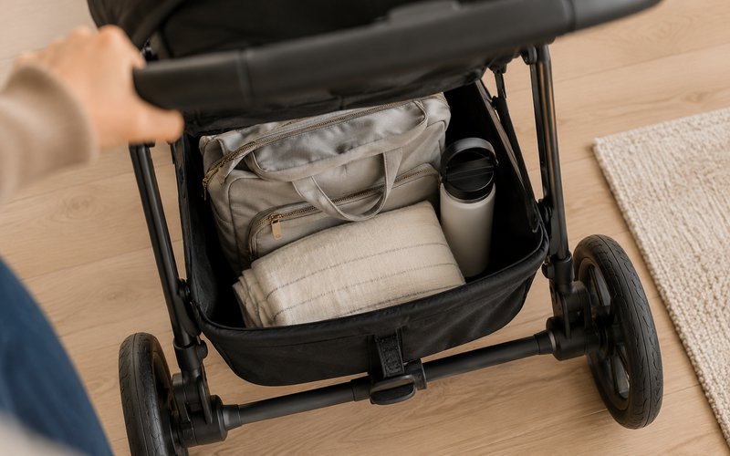 Stroller storage basket